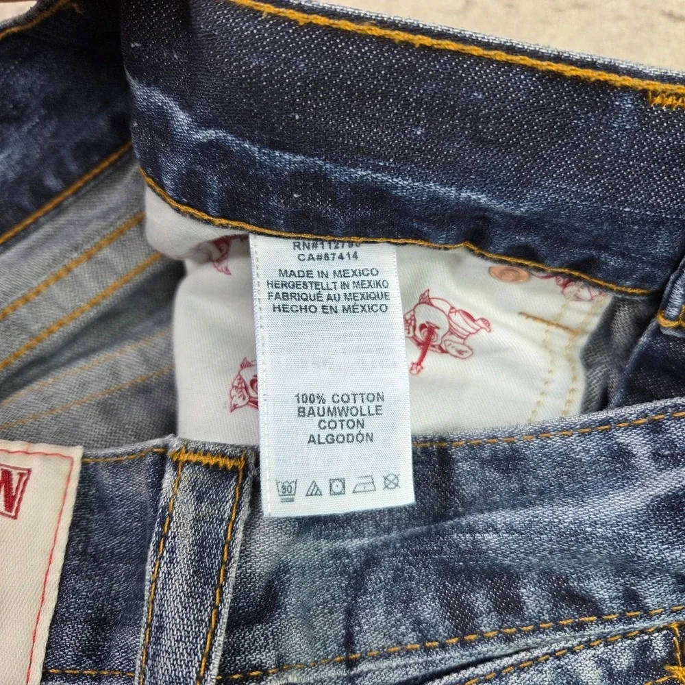 True Religion World Tour Mens Straight Flap Pockets Jeans Size 34x34 Denim